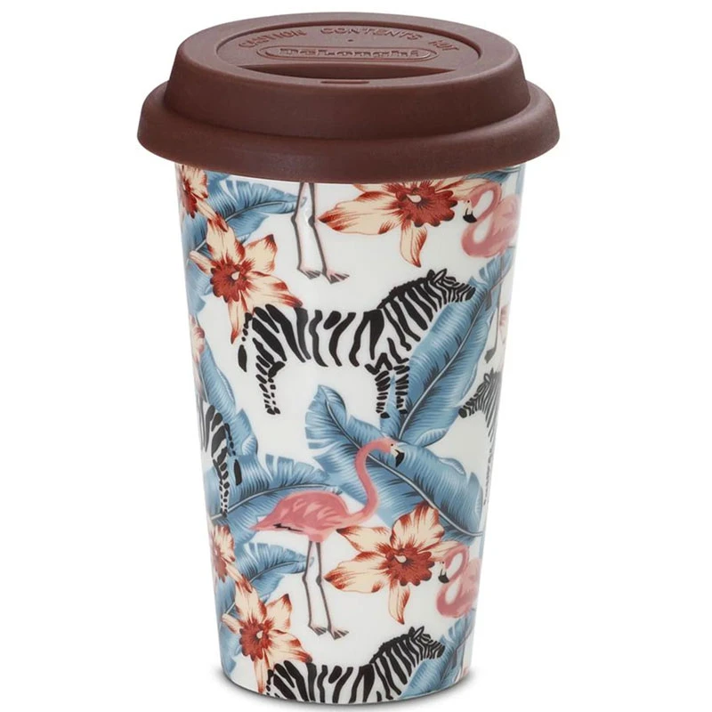 5b68bb402e35bfbbc37b990cd78b4de1c80f2e39_1718022518 ماگ سفری دلونگی مدل Zebras and Flamingos گنجایش 0.3 لیتر - Image 1